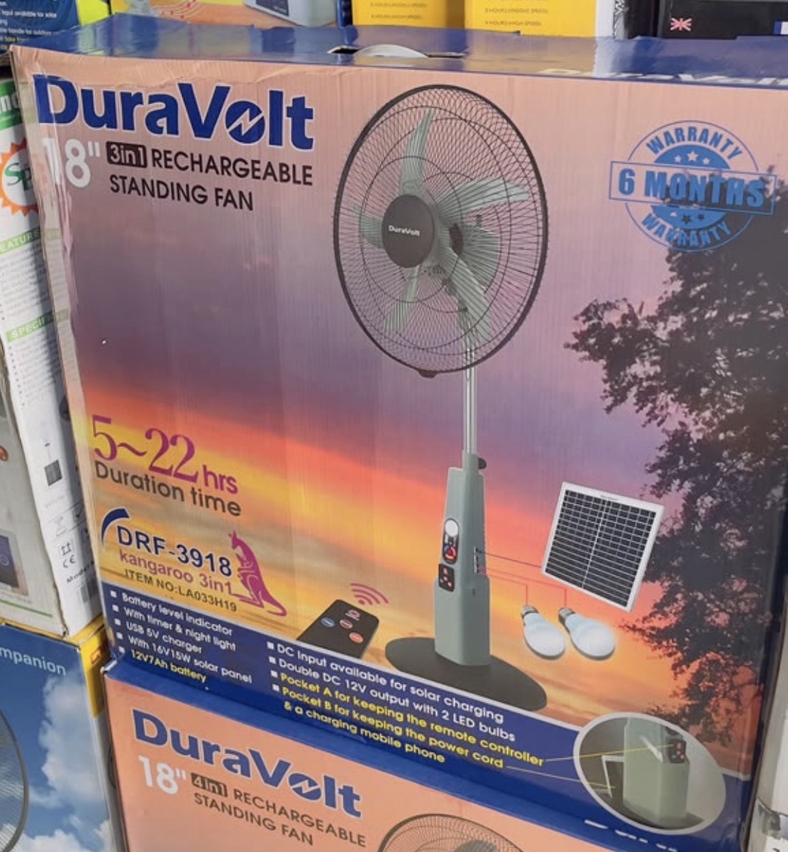 Duravolt 3 in 1 Rechargeable Fan